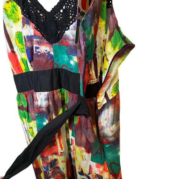 NEW Desigual Reina Dal Maxi Dress Women’s Size 44 (L/XL) Boho Art Print Crochet - Picture 9 of 9